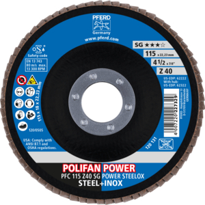 PFERD POLIFAN® flap disc PFC 115 Z 40 SG POWER/22,23