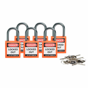 BOX 6 COMPACT SAFETY PADLOCK 25MM SCH KEYED DIFFERENTLY ORANGE 814119-COMPACT SAFE PADLOCK 25MM SHA KD ORG/6