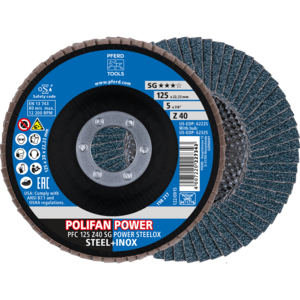 PFERD POLIFAN® flap disc PFC 125 Z 40 SG POWER/22,23