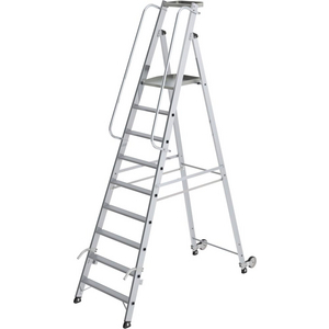 3210031760 Stufen-Stehleiter Alu rollbar 9 St. m. Plattf.