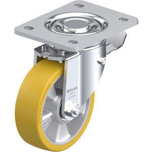 ROUE PIVOT. 350KG D.125MM AC BAND.POLYU 40MM MOY BILLE+FR