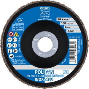 PFERD POLIFAN® flap disc PFF 100 A 60 SG COOL/16,0