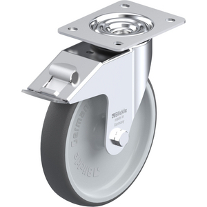 ROULETTE STOP FIX 300KG D.200 AC BAND.AC 40MM MOY LISSE