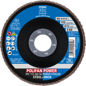 PFERD POLIFAN® flap disc PFC 115 Z 60 SG POWER/22,23