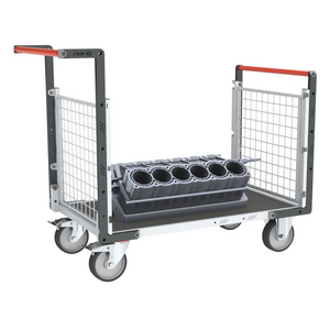 CHARIOT MODULAIRE GRILLAGE 2 DOSSIERS, PLATEAU BOIS AVEC