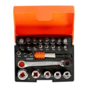 ASSORTIMENTO INSERTI PER AVVITATORE CON PORTAINSERTI E ADATTATORE 1/4 2058/S26