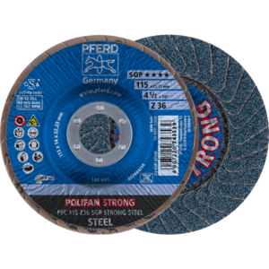 PFERD POLIFAN® flap disc PFC 115 Z 36 SGP STRONG/22,23