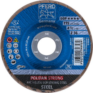 PFERD POLIFAN® flap disc PFC 115 Z 36 SGP STRONG/22,23