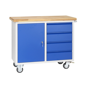 ETABLI MOB 1000X500X845 PLAT HETRE MASSIF 1PORTE+4 TIR