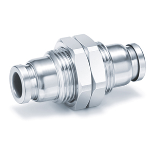 KQG2E-00, Stainless Steel 316, One-touch Fitting, Bulkhead Union