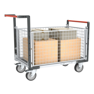 CHARIOT MODULAIRE GRILLAGE 2 DOSSIERS + 2 RIDELLES, PLATEAU
