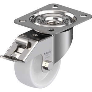 500165-RUOTA CON SUPPORTO GIREVOLE IN ACCIAIO INOX, ATTACCO A PIASTRA E BLOCCAGGIO STOP-FIX RUOTA IN LEX-PO 80G-FI