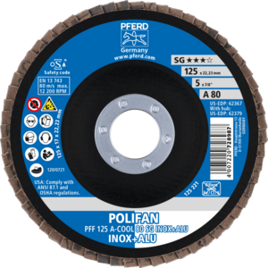 PFERD POLIFAN® flap disc PFF 125 A 80 SG COOL/22,23