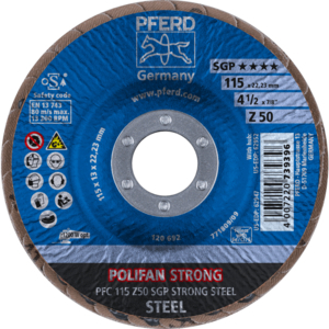 PFERD POLIFAN® flap disc PFC 115 Z 50 SGP STRONG/22,23