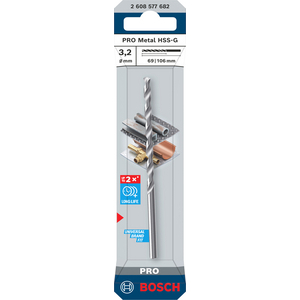 BOSCH METAALBOOR PRO HSS-G LANG 3,2X69 106 2608577682