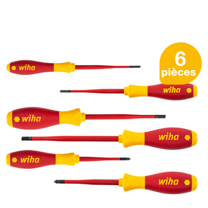 JEU DE 6 TOURNEVIS SOFTFINISH FENTE/PHILIPPS ELECT. SLIMFIX