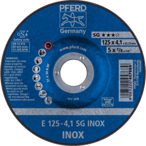PFERD Reinforced grinding wheel E 125 4 A 30 N SG INOX/22,23