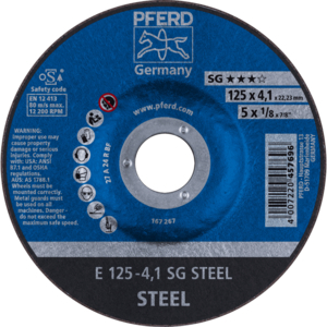 PFERD Reinforced grinding wheel E 125 4 A 24 R SG/22,23
