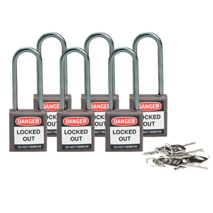 LUCCHETTO DI SICUREZZA COMPATTI CON ARCO DA 50 MM â CHIAVI DIVERSE 814143 814143