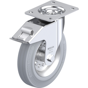 LE-VE 200R-FI-SG Lenkrolle spurlos grau mit Stop-Fix