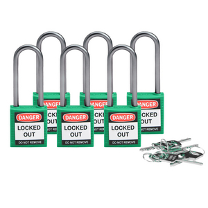 LUCCHETTO DI SICUREZZA COMPATTI CON ARCO DA 50 MM â CHIAVI DIVERSE 814138 814138