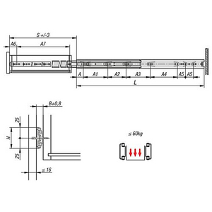 KIPP TELESCOOPRAIL L=600 12,7X50 K1578.0600 (ST=1PR)