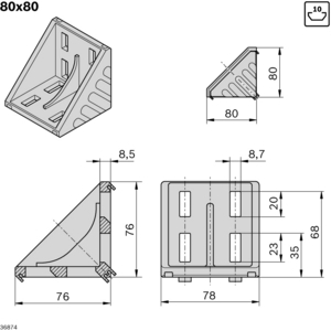 EQUERRE 80X80 SEULE /01