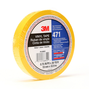 RUBAN ADHESIF VINYLE JAUNE 471 33 M X 19 MM UC12