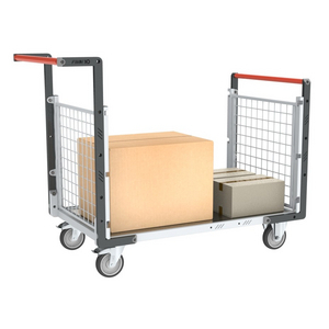 CHARIOT MODULAIRE GRILLAGE 2 DOSSIERS, PLATEAU TOLE GALVA