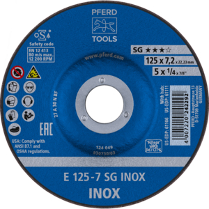 PFERD Reinforced grinding wheel E 125 7 A 30 N SG INOX/22,23