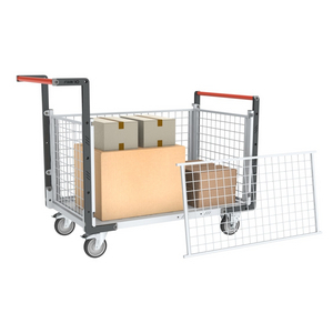 CHARIOT MODULAIRE GRILLAGE 2 DOSSIERS + 2 RIDELLES, PLATEAU
