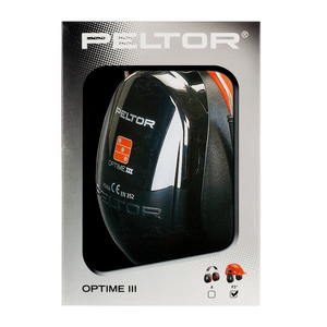 PELTOR OPTIME III EARMUFFS, 34 DB, BLACK/RED 7000107770