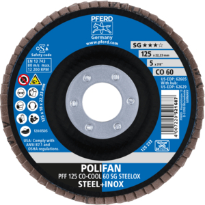 PFERD POLIFAN® flap disc PFF 125 CO 60 SGP COOL/22,23