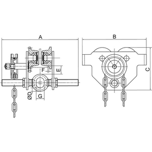 3310008535 Haspelfahrwerk 2,5m TK 2,0t 66-220mm