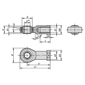 KIPP SCHARNIERKOP K2080.12 ISO 12240-1 M12X1,75 RE BI.DR.
