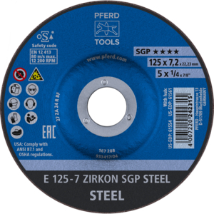 PFERD Reinforced grinding wheel E 125 7 ZA 24 R SGP/22,23