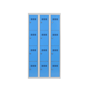 VESTIAIRE CASES 3 COL. 4 CASES CORPS RAL 7035/PORTES RAL 5012