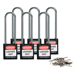 LUCCHETTO DI SICUREZZA COMPATTI CON ARCO DA 75 MM â CHIAVI DIVERSE 814145 814145
