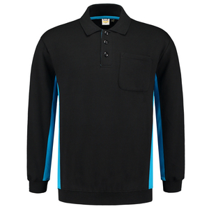 TRICORP POLOSWEATER BORSTZAK 302001 ZWART/TURQUOISE MT XXL