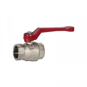 VALVOLA A SFERA (LEVA ROSSA) F/F 1'' ISO228 OTTONE NICHELATO 125000100