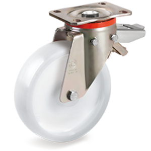 RUOTA 68 125X45 MONOLITICA ALTO CARICO POLIAMMIDE 6 SUPP. ROTANTE PIASTRA P CON FRENO REGISTRABILE 686933