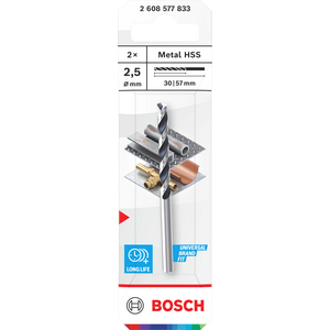 BOSCH METAALBOOR HSS POINTEQ 2,5MM 2608577833 (PK=2ST)