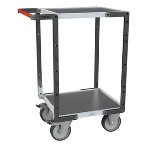 SERVANTE MONTEE 2 PLATEAUX TOLE 550X500MM ROUES TPE