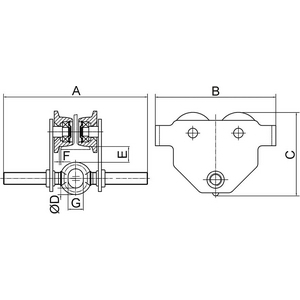 3310008510 Rollfahrwerk TK 2,0t SB 66-220mm, KR 1,2m