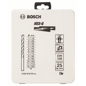 BOS-2607018727 Metallbohr-Set HSS-G DIN 338, 135Grad, 25-tlg. 1-13mm