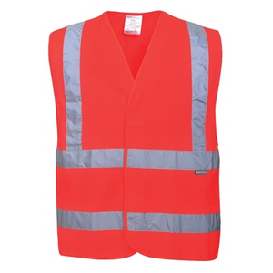 PORTWEST VEILIGHEIDSVEST EN20471 C470 HV ROOD MT L/XL