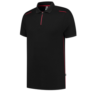 TRICORP POLOSHIRT ACCENT 202703 ZWART/ROOD MT L