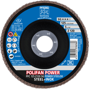 DISQUE PFC 125 Z 120 22,23 SG ACIER/INOX 67789126