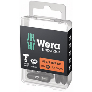 9661951015 Bit Impaktor 1/4" DIN 3126 C6,3 PZ3x25mm 10er Pack Wera