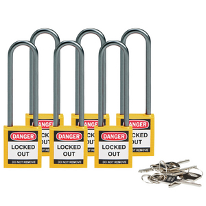 LUCCHETTO DI SICUREZZA COMPATTI CON ARCO DA 75 MM â CHIAVI DIVERSE 814147 814147